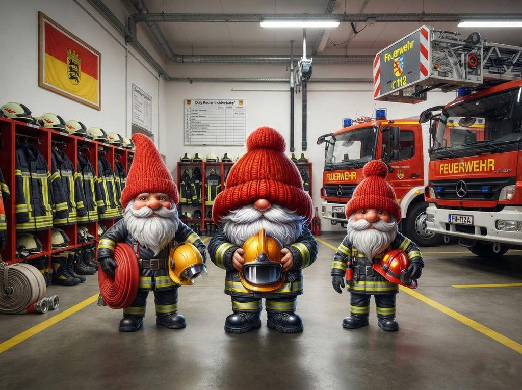 Drei Feuerwehr Wichtel in der Feuerwache Kunstdruck auf Leinwand Nr. 7