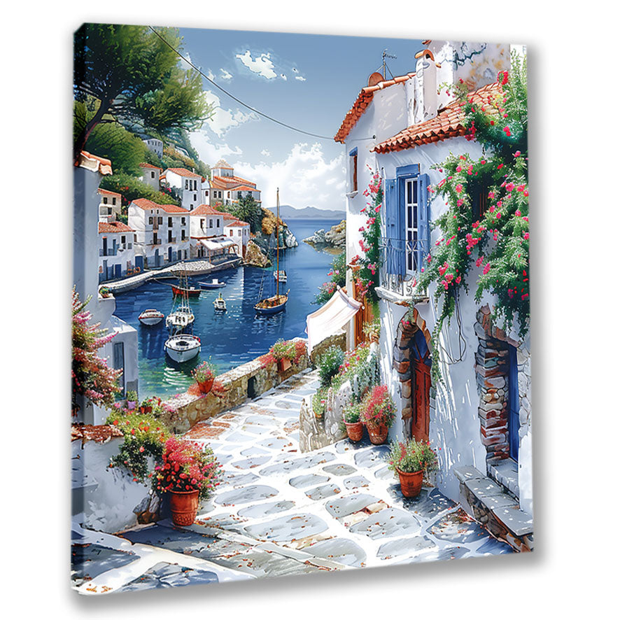 Mediterrane Küste 1  Landschaft Wandbild  Kunstdruck auf Leinwand