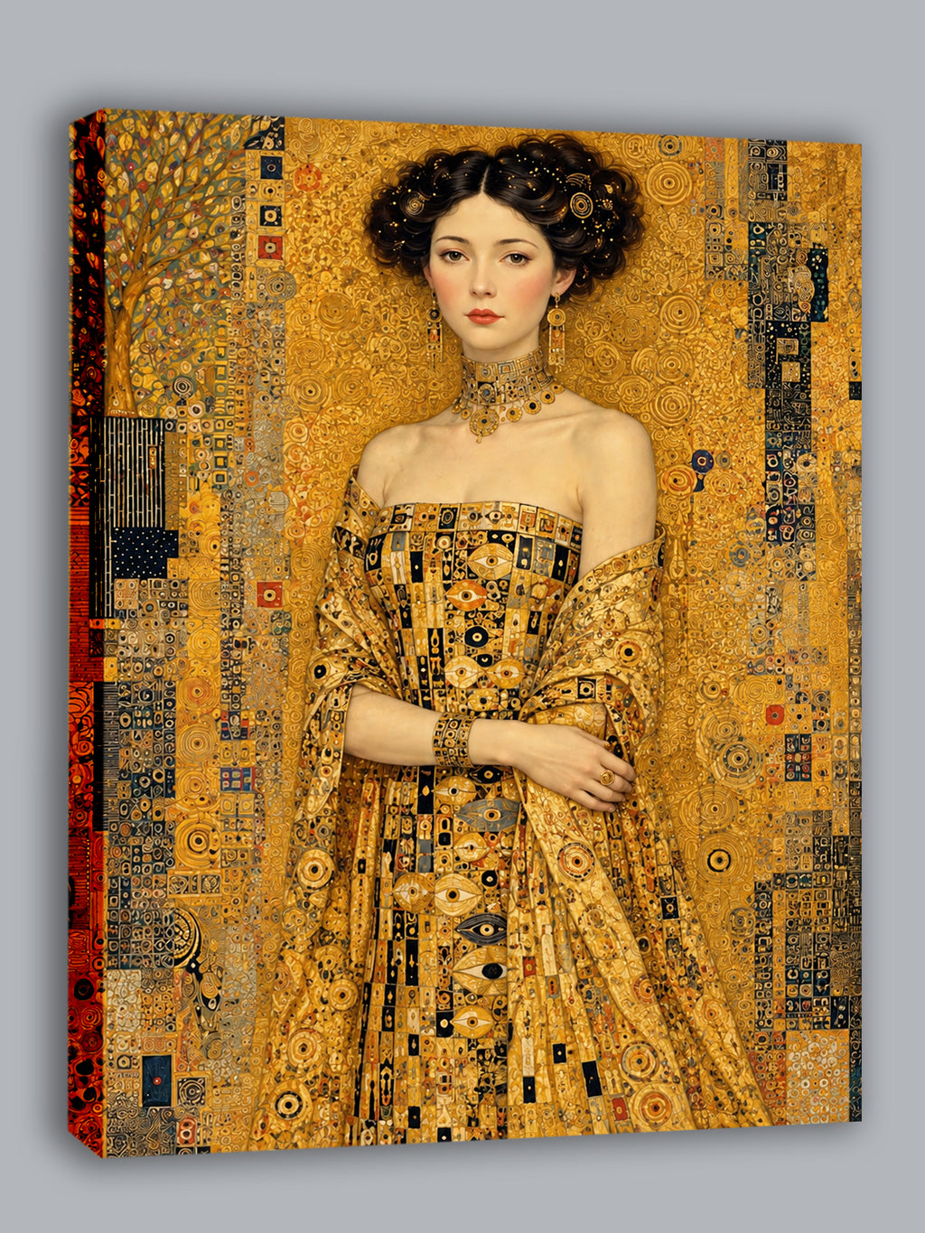 Wandbild Klimt Stil Goldene Frau 1 Kunstdruck auf Leinwand