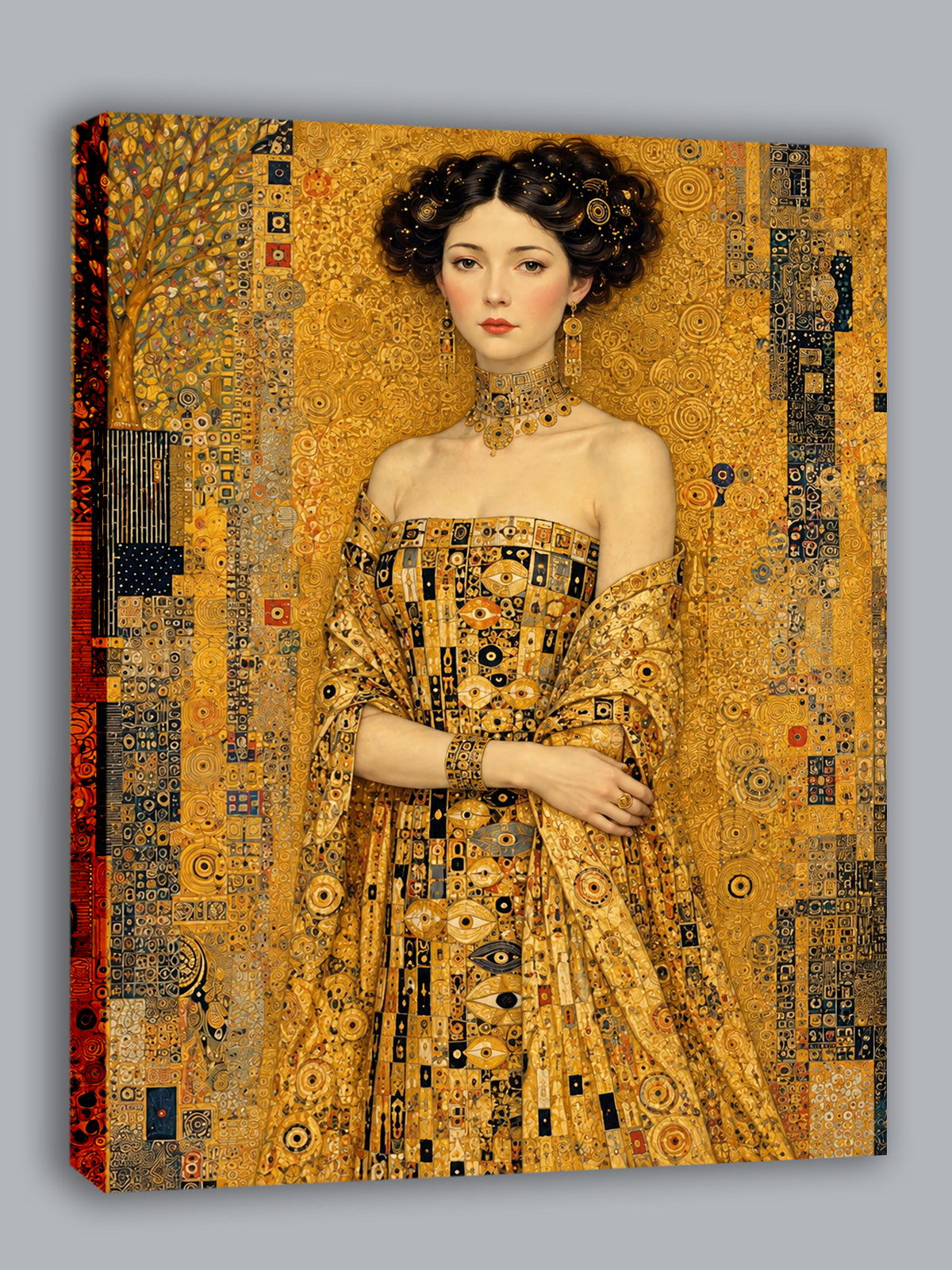 Wandbild Klimt Stil Goldene Frau 1 Kunstdruck auf Leinwand