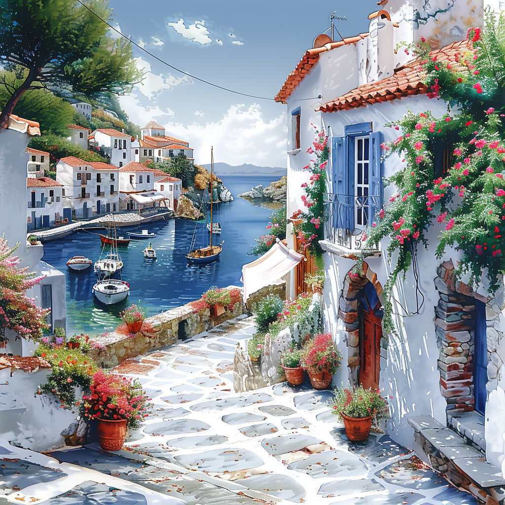 Mediterrane Küste 1  Landschaft Wandbild  Kunstdruck auf Leinwand