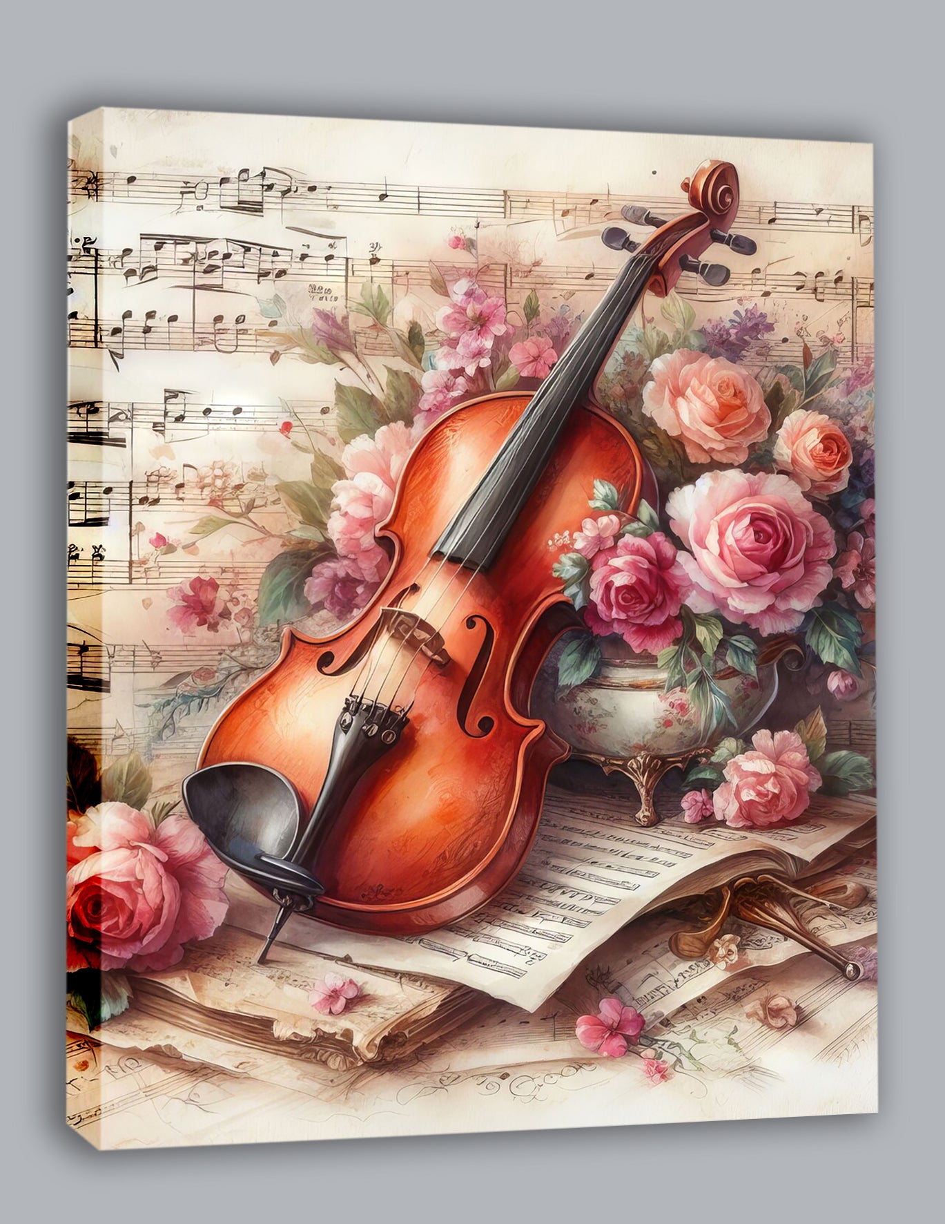 Wandbild Romantische Violine 1 Kunstdruck auf Leinwand