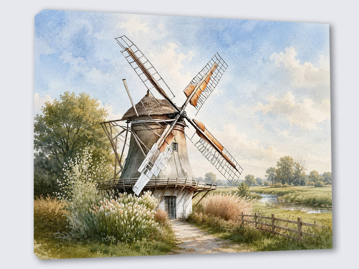 Wandbild Windmühle 1 Kunstdruck auf Leinwand direkt zum Aufhängen