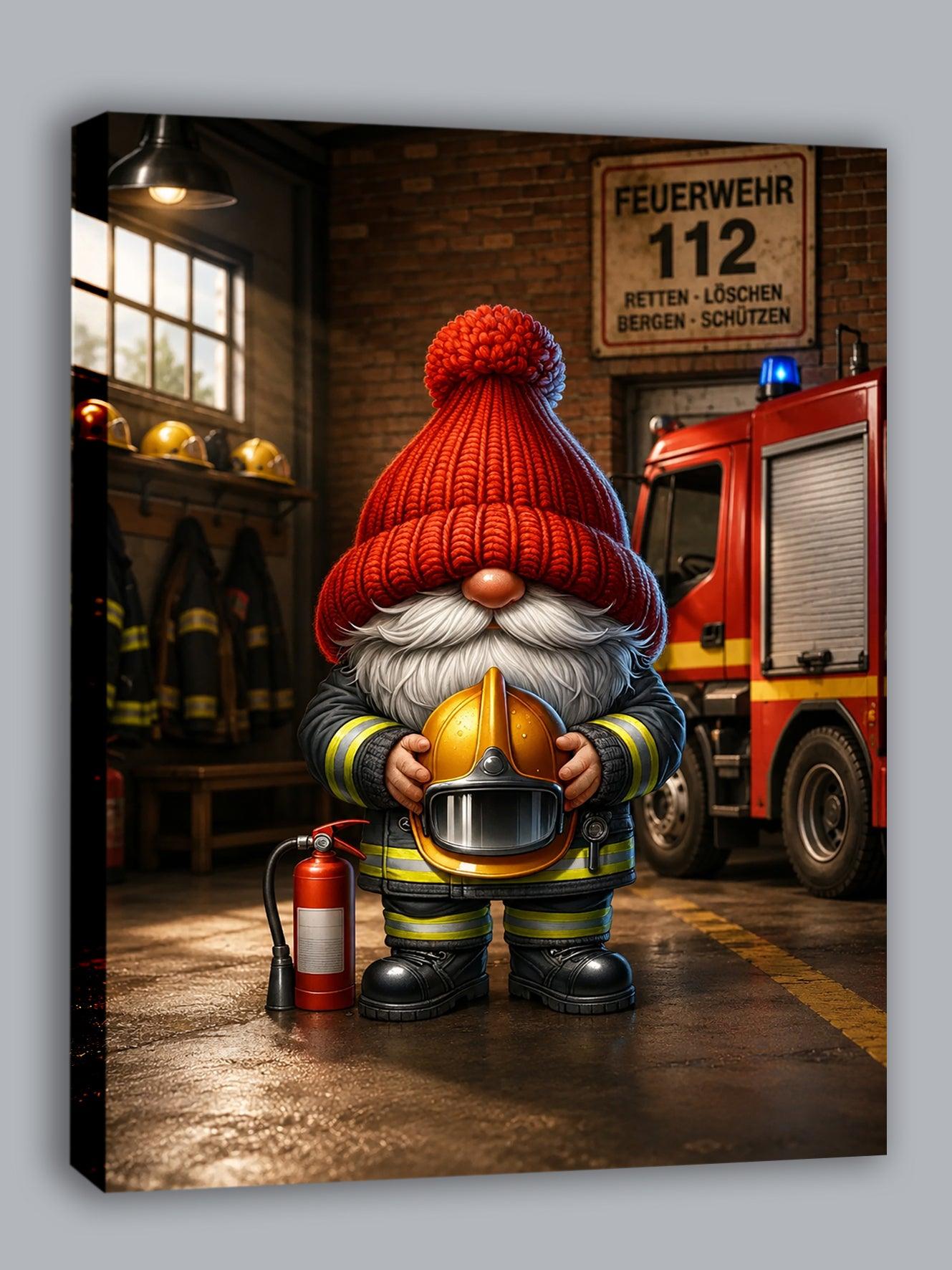 Feuerwehr Wichtel in der Feuerwache Kunstdruck auf Leinwand