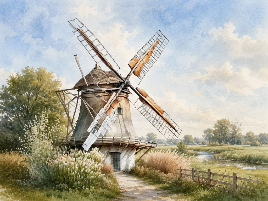 Wandbild Windmühle 1 Kunstdruck auf Leinwand direkt zum Aufhängen