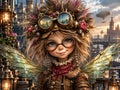 Steampunk Fee mit Fliegerbrille – Fantasie Wandbild für Mädchenzimmer