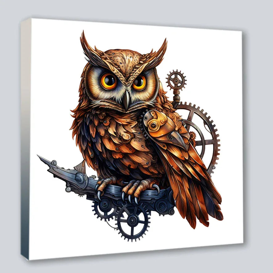 Wandbild Eule 1 Steampunk Kunstdruck auf Leinwand | Wandbild Galerie
