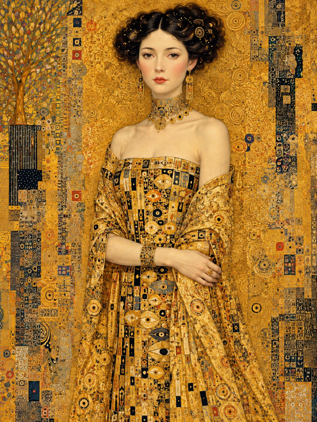 Wandbild Klimt Stil Goldene Frau 1 Kunstdruck auf Leinwand