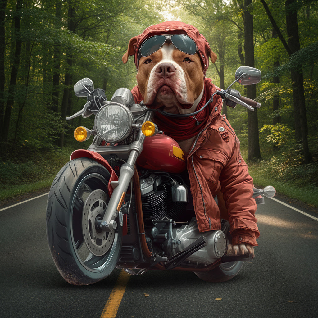 Wandbild Hunde auf Motorrad 1 Kunstdruck auf Leinwand