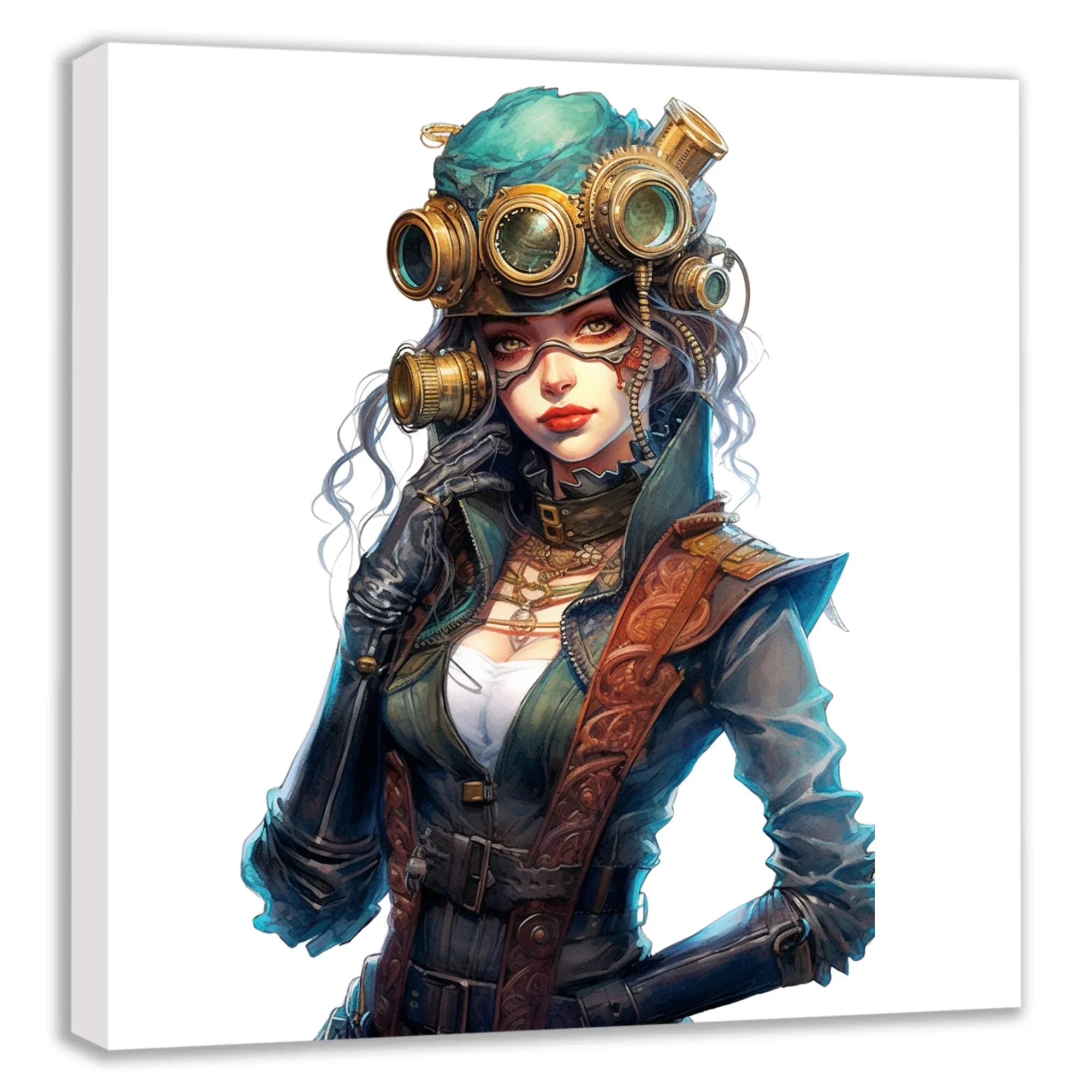Wandbild Steampunk Lady Kunstdruck auf Leinwand direkt zum Aufhängen | Wandbild Galerie