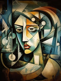 Wandbild Kubistische Frau in Blau Picasso Style Kunstdruck auf Leinwand