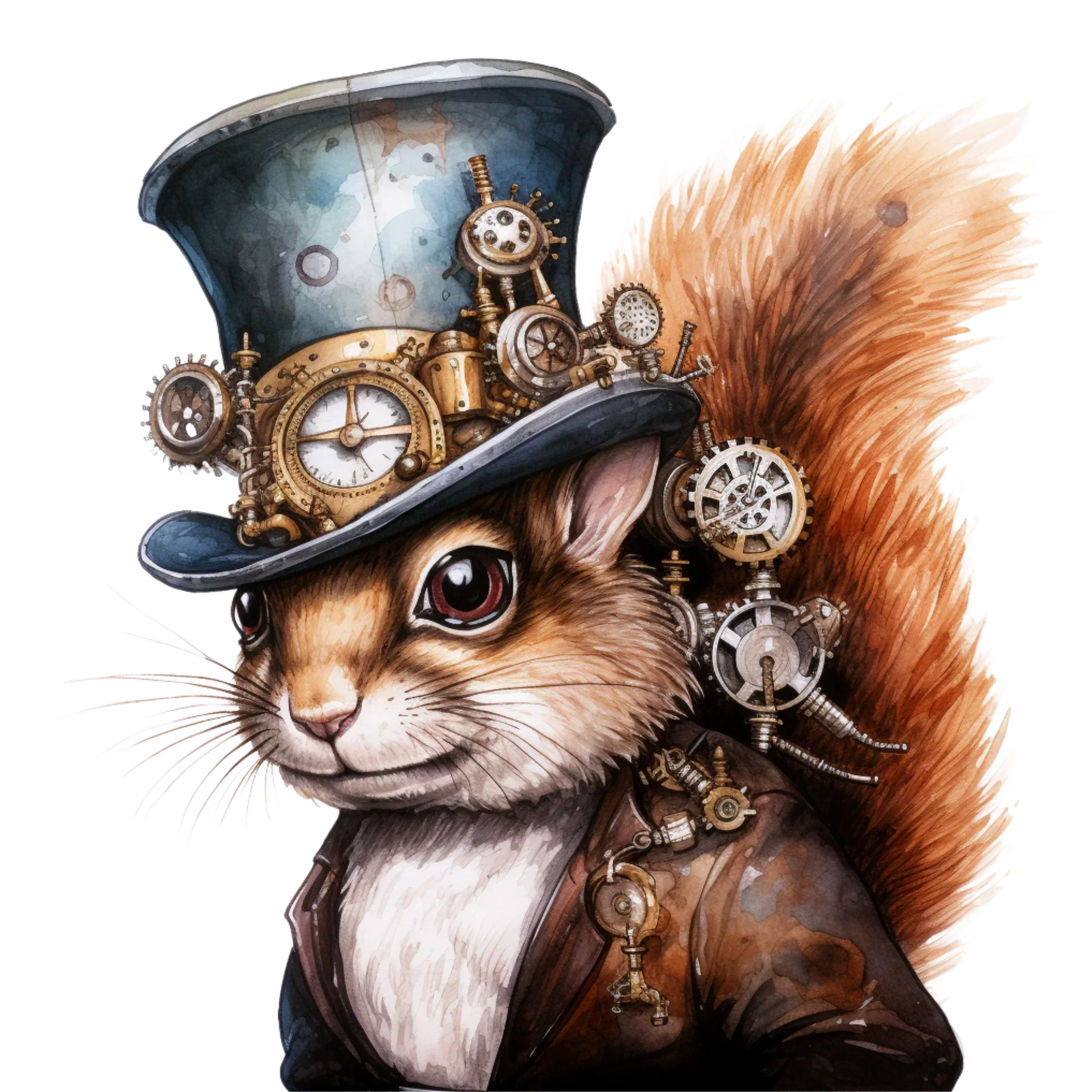 Wandbild Eichhörnchen Steampunk 2 Kunstdruck auf Leinwand direkt zum Aufhängen | Wandbild Galerie