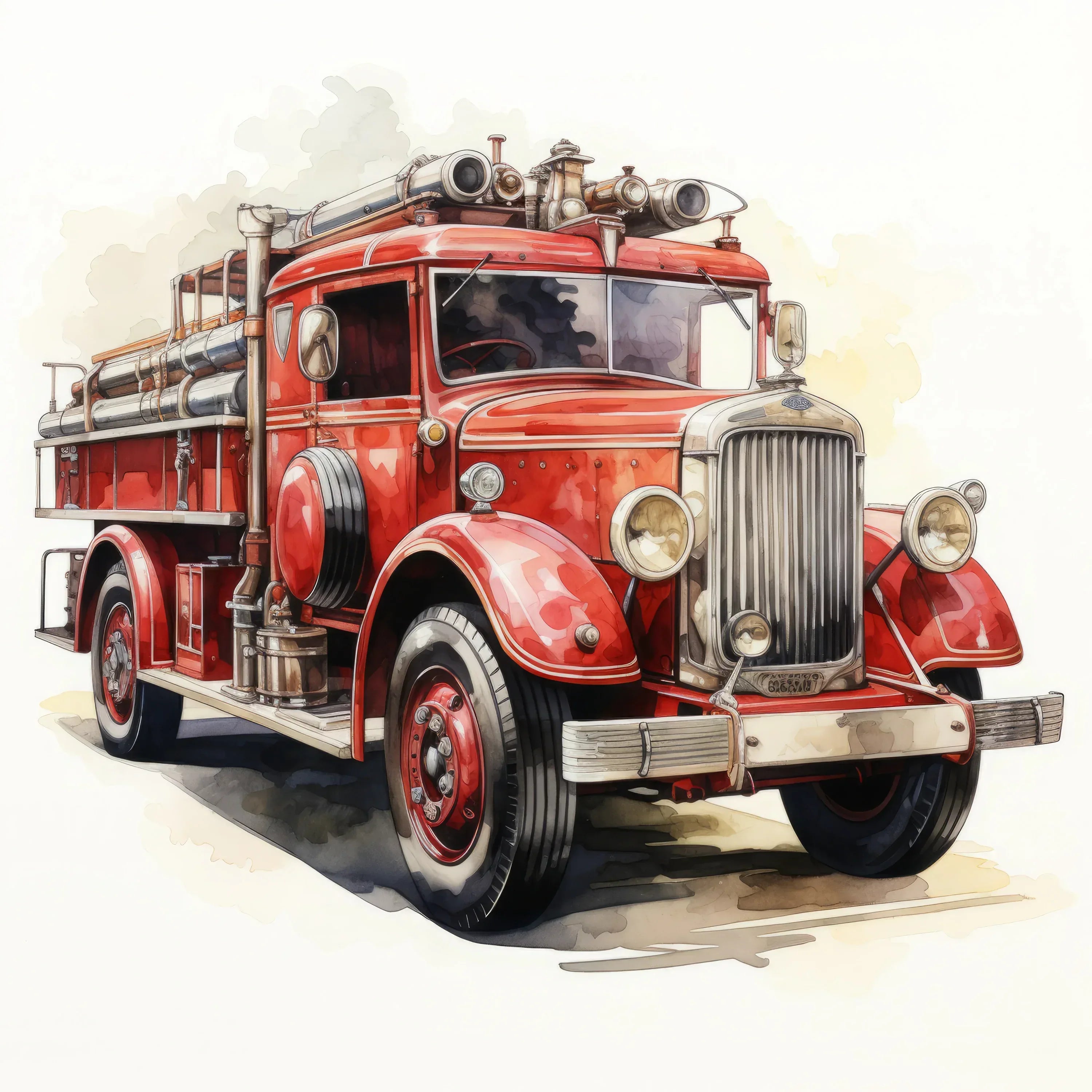 Wandbild Feuerwehr Fahrzeug historisch Kunstdruck auf Leinwand direkt zum Aufhängen | Wandbild Galerie