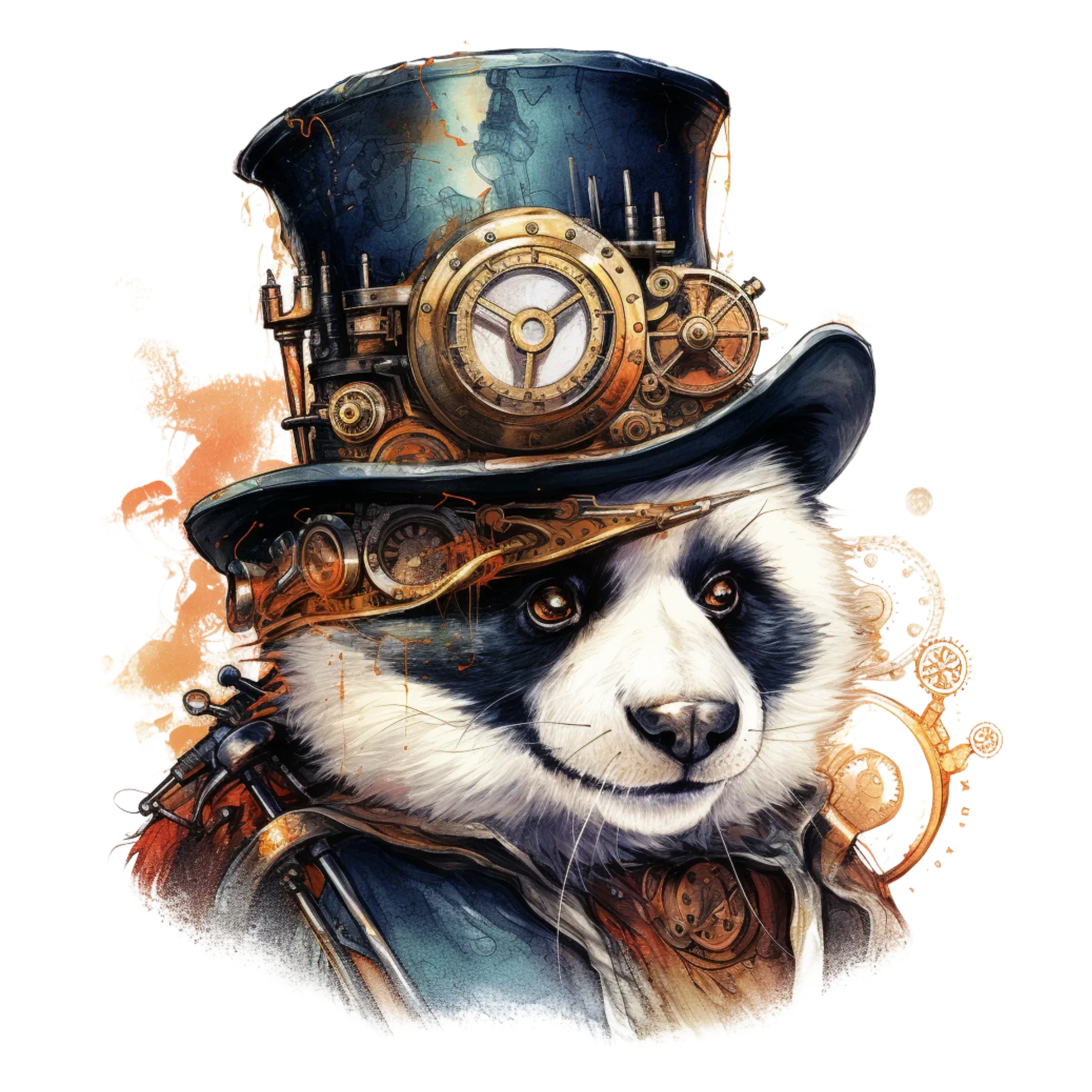 Wandbild Panda 2 Steampunk Kunstdruck auf Leinwand direkt zum Aufhängen | Wandbild Galerie