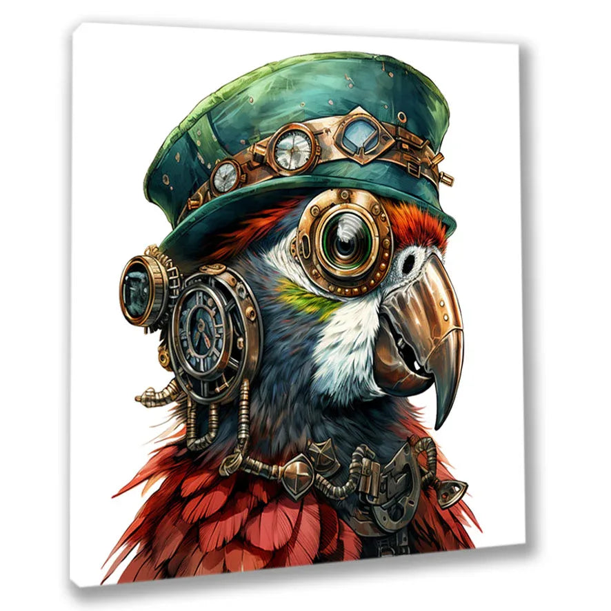 Wandbild Papagei Steampunk 20 Kunstdruck auf Leinwand direkt zum Aufhängen | Wandbild Galerie