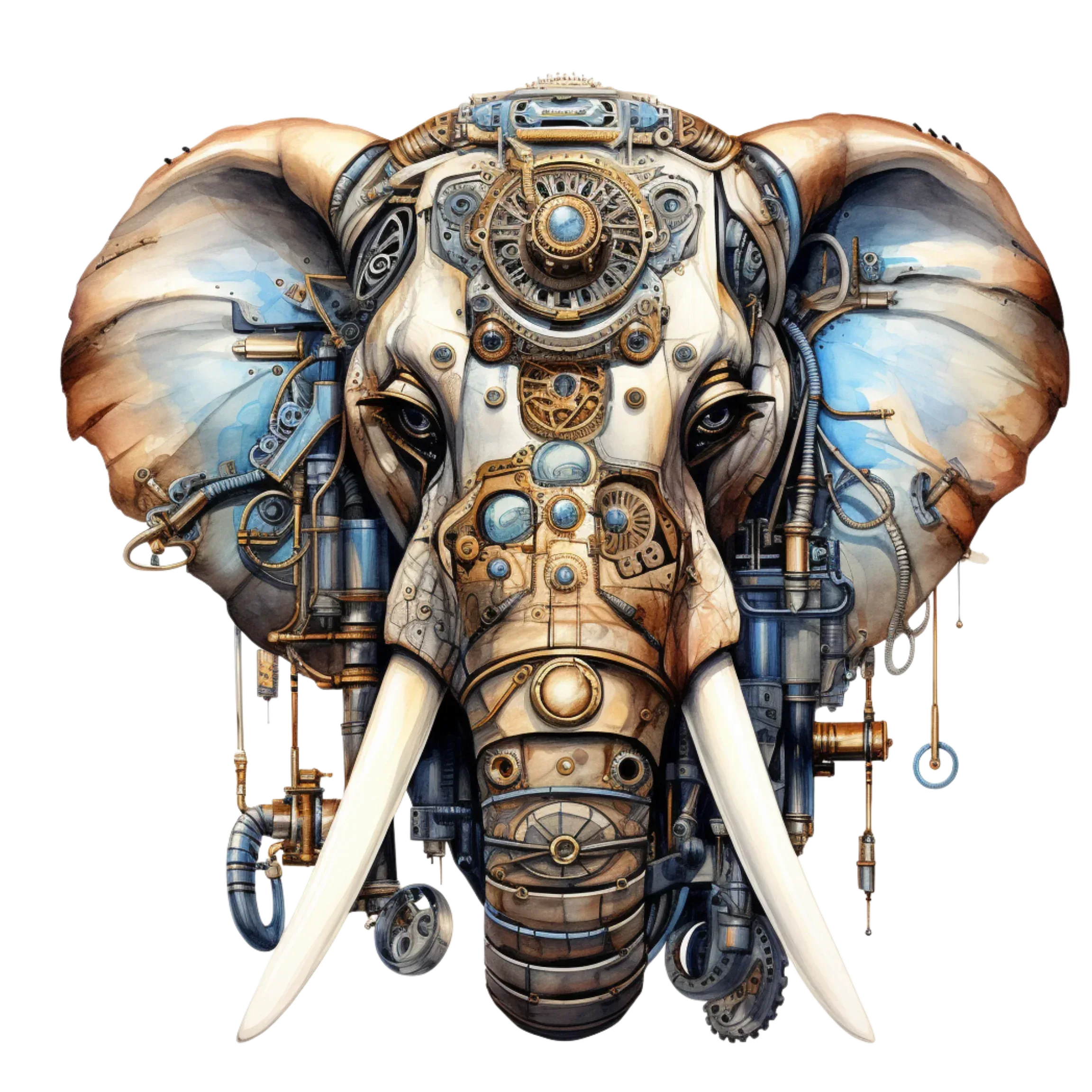Wandbild Elefant Steampunk 2 Kunstdruck auf Leinwand direkt zum Aufhängen | Wandbild Galerie