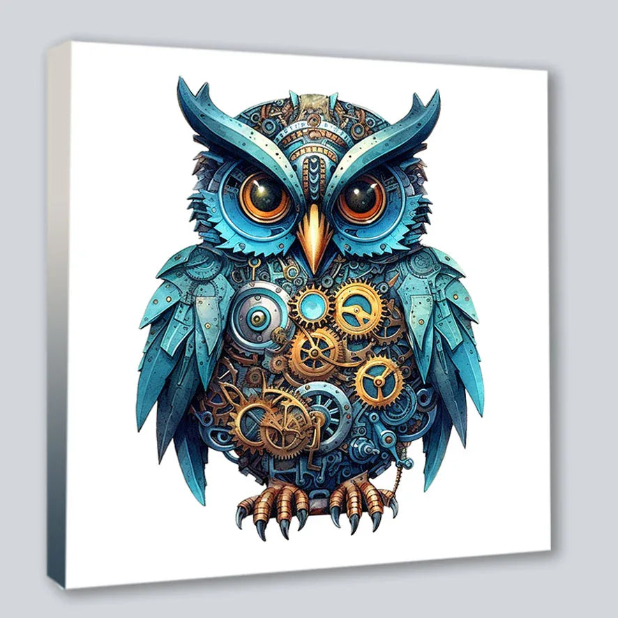 Wandbild Eule 21 Steampunk Kunstdruck auf Leinwand | Wandbild Galerie