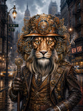Wandbild Löwen Steampunk New York Kunstdruck auf Leinwand