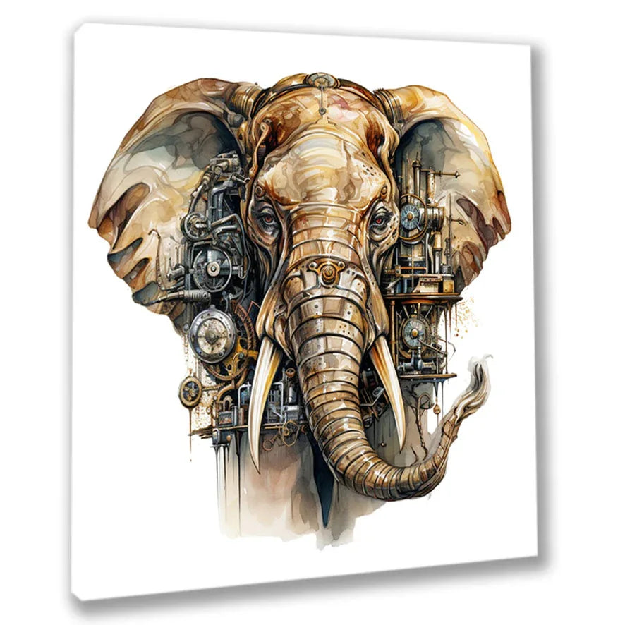 Wandbild Elefant 22 Steampunk Kunstdruck auf Leinwand direkt zum Aufhängen | Wandbild Galerie