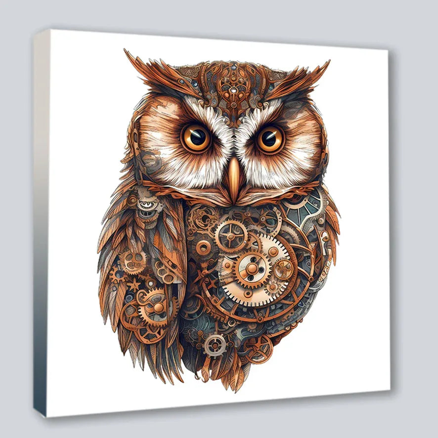 Wandbild Eule 23 Steampunk Kunstdruck auf Leinwand | Wandbild Galerie