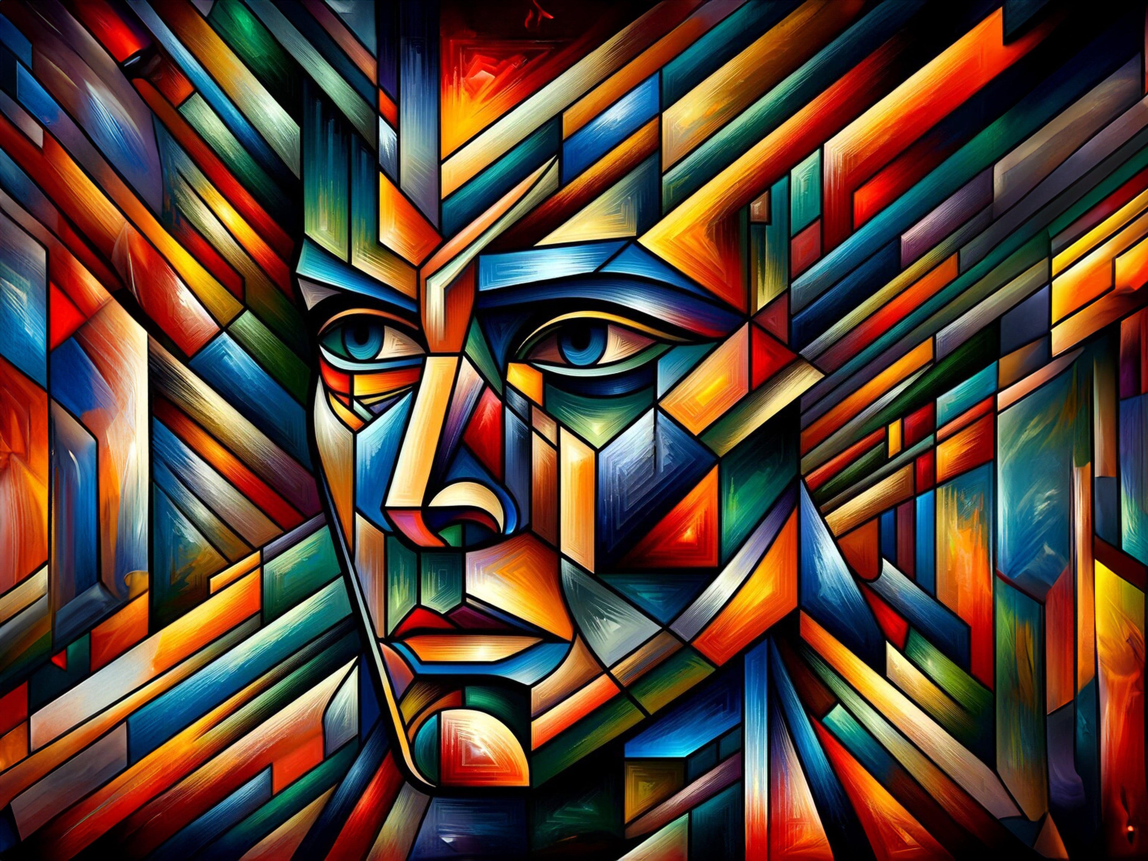 Wandbild Kubistisches Männerportrait Picasso Style Kunstdruck auf Leinwand