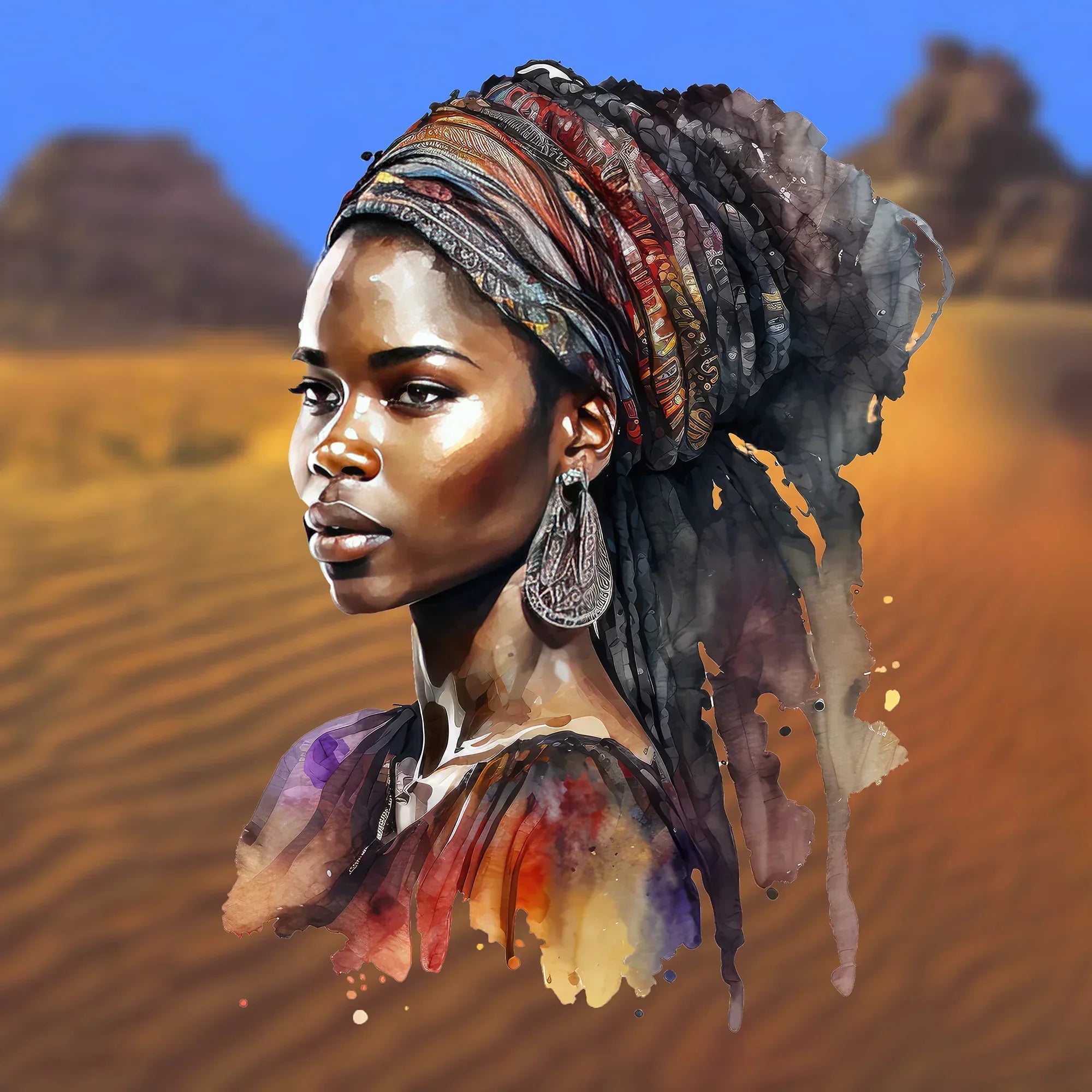 Afrikanerin 24 Portrait Wandbild Kunstdruck auf Leinwand | Wandbild Galerie