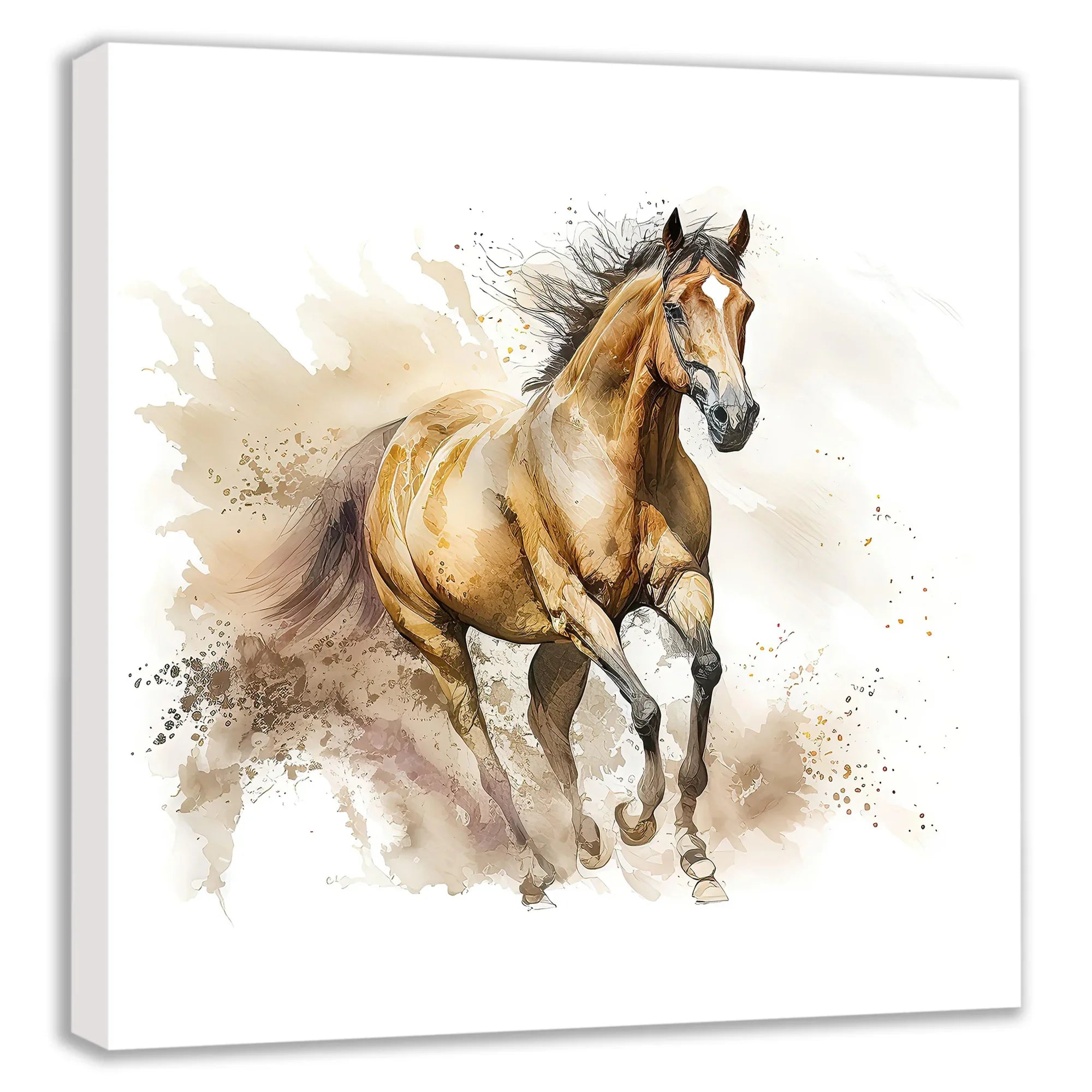 Pferd braun 25 Wandbild Kunstdruck auf Leinwand | Wandbild Galerie