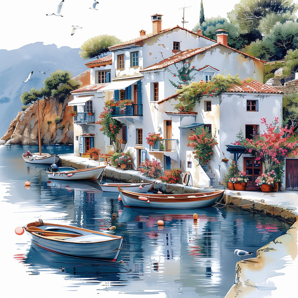 Mediterrane Küste 2  Landschaft Wandbild  Kunstdruck auf Leinwand