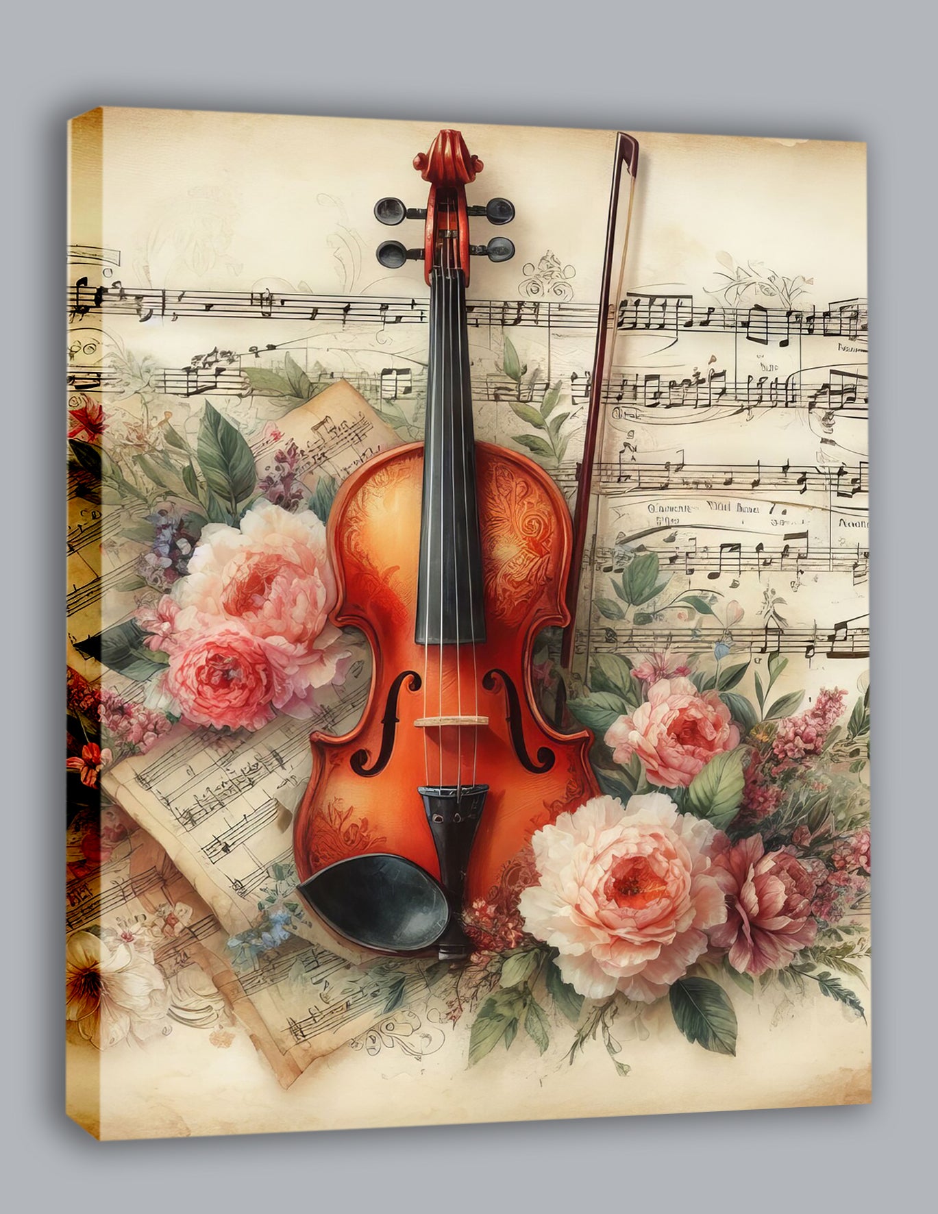 Wandbild Romantische Violine 2  Kunstdruck auf Leinwand