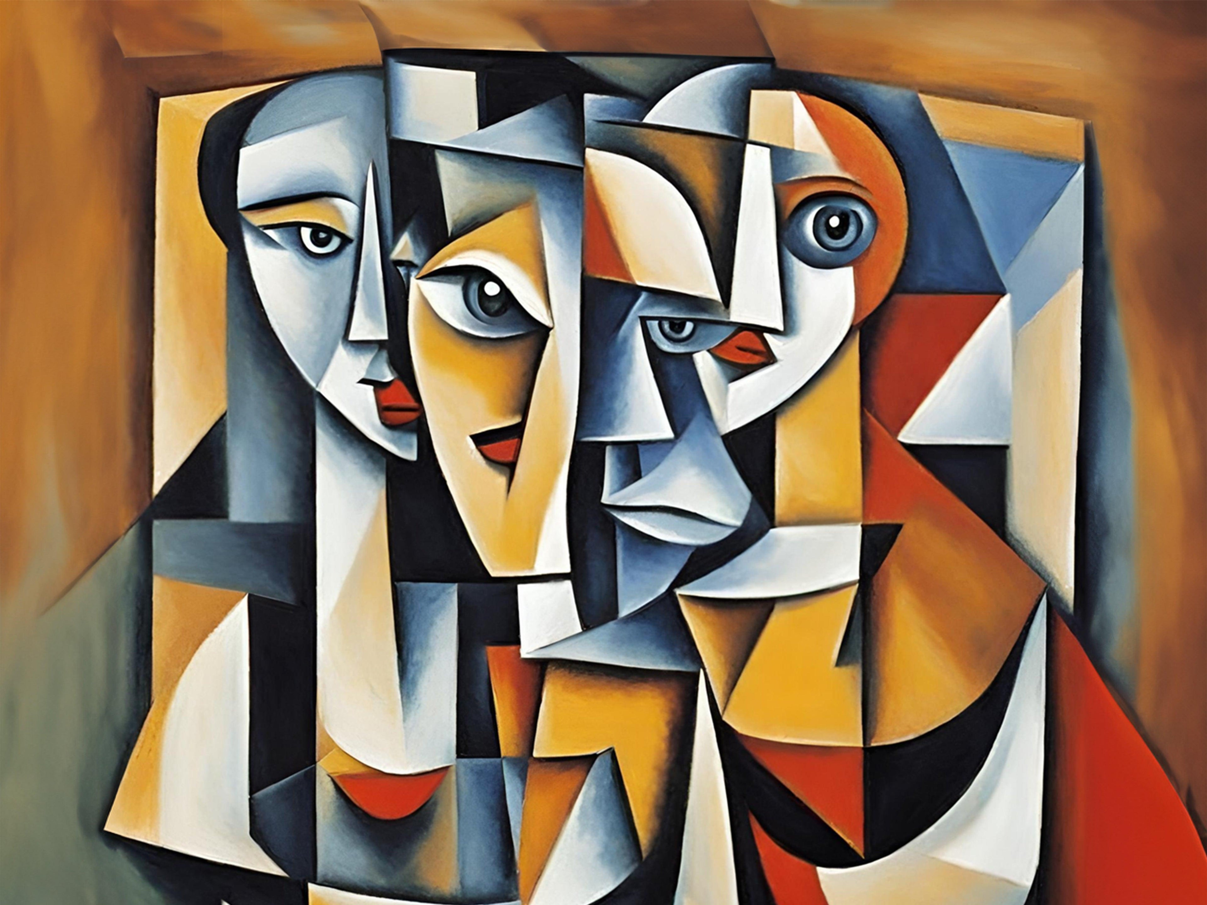 Wandbild Kubistische Gesichter Picasso Style Kunstdruck auf Leinwand