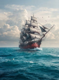 Wandbild Segelschiff Antik Roter Rumpf Volle Segel Möwen Kunstdruck auf Leinwand