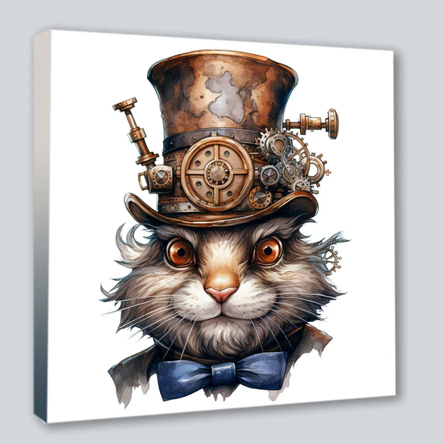 Wandbild Hase 2 Steampunk Stil Kunstdruck auf Leinwand | Wandbild Galerie