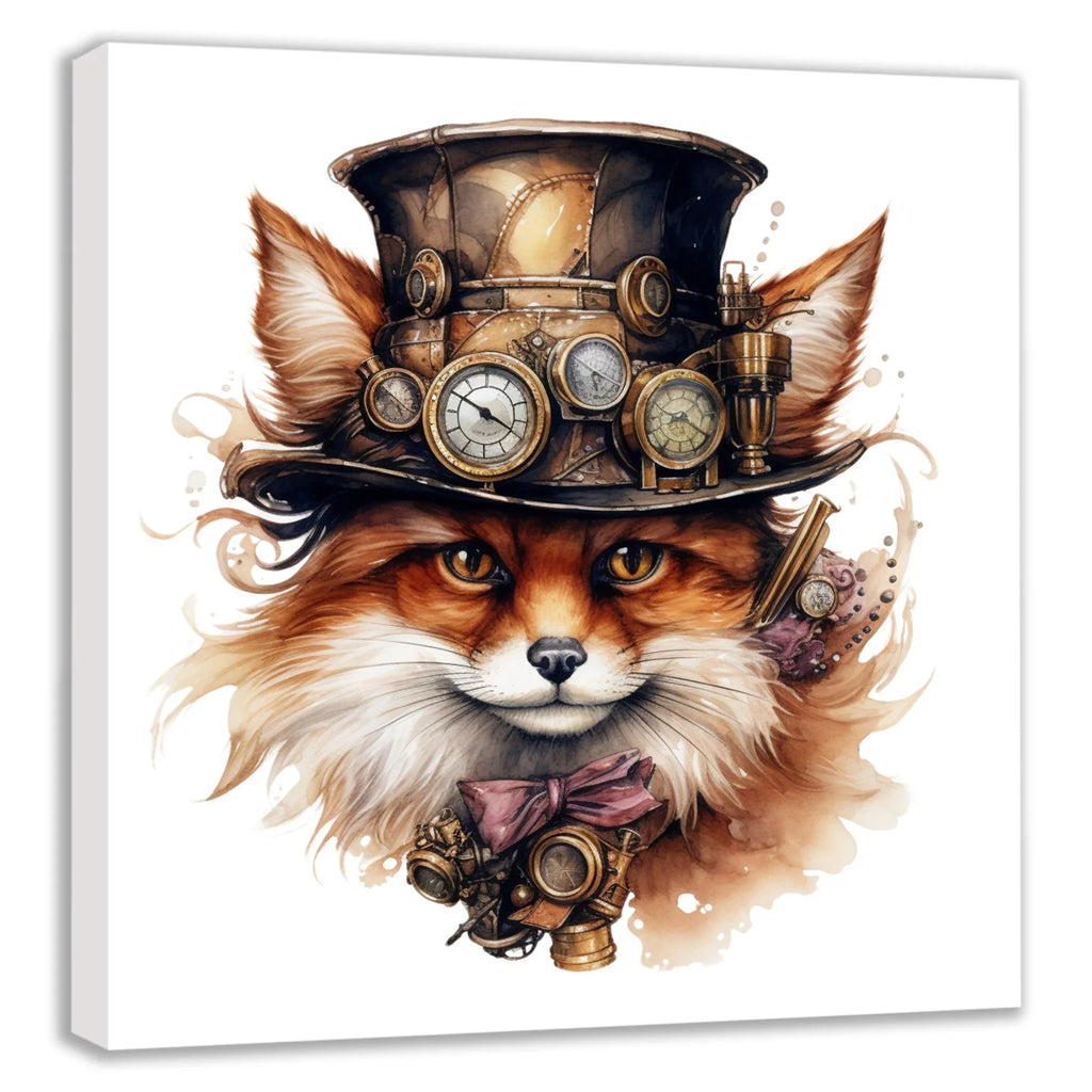 Wandbild Fuchs Reineke 2 Steampunk Kunstdruck auf Leinwand | Wandbild Galerie