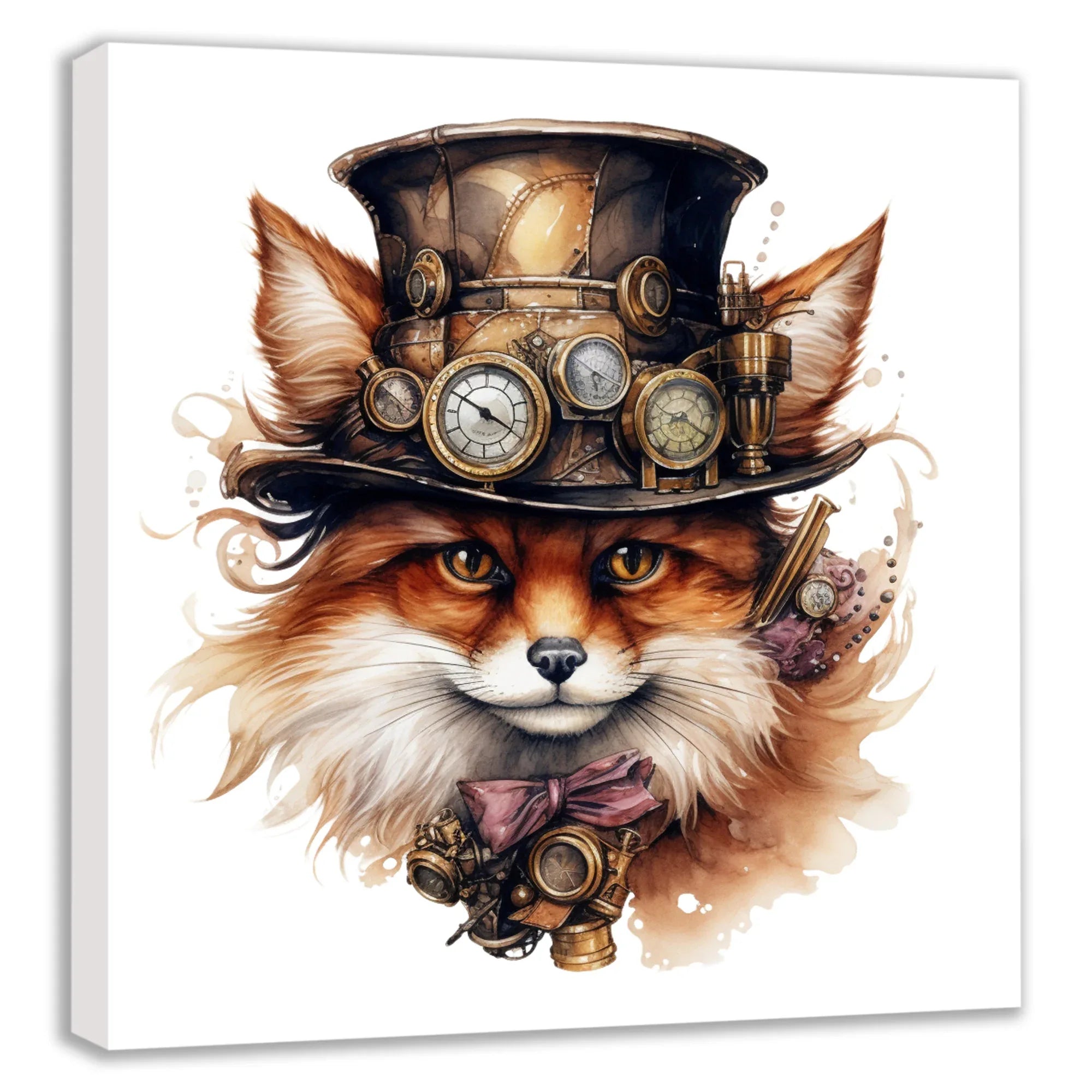 Wandbild Fuchs Reineke 2 Steampunk Kunstdruck auf Leinwand | Wandbild Galerie