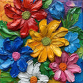 Blumen 2 Bunt Ölcharakter Wandbild Kunstdruck auf Leinwand | Wandbild Galerie