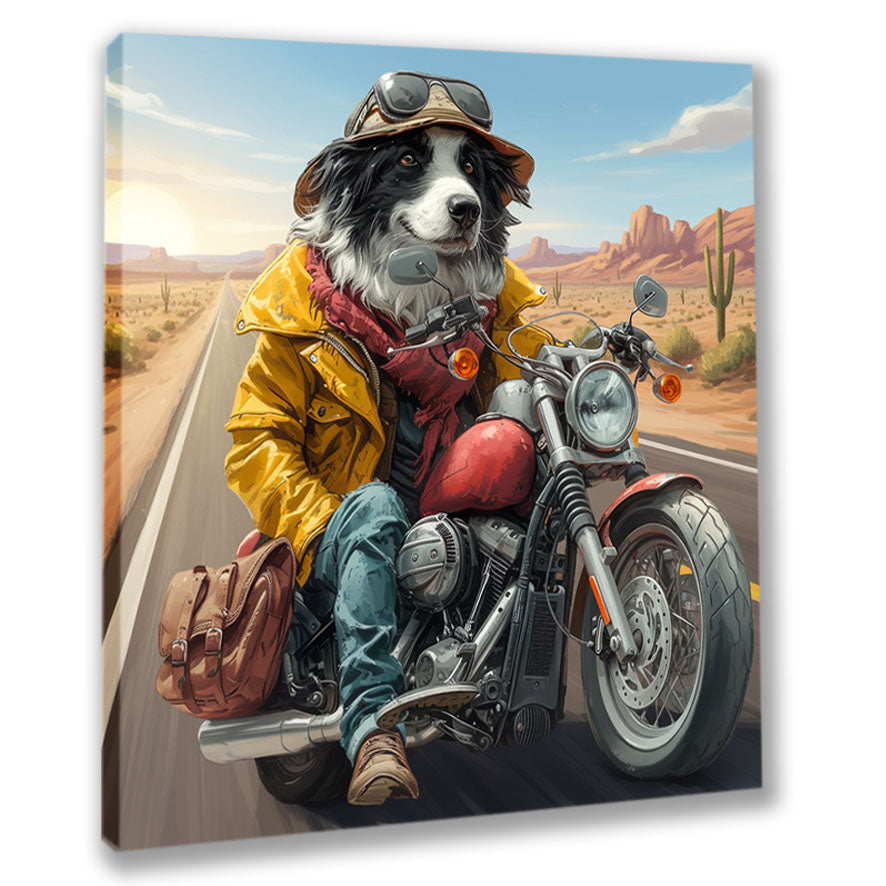 Wandbild Hunde auf Motorrad 3 Kunstdruck auf Leinwand