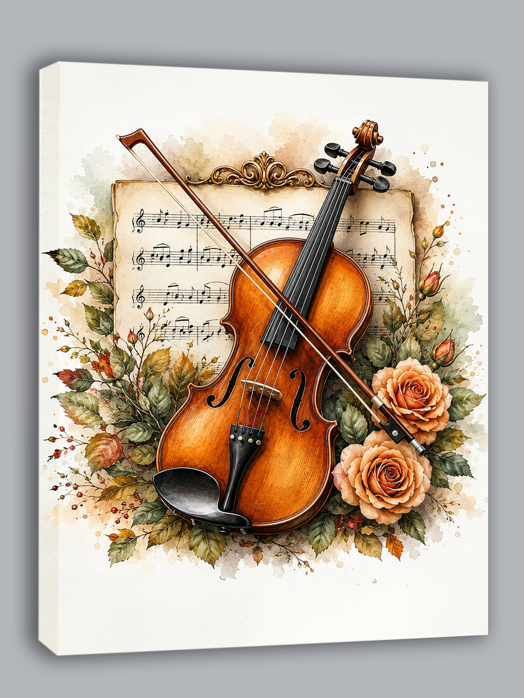Wandbild Romantische Violine 3 Kunstdruck auf Leinwand