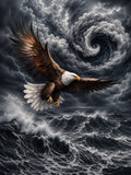 Wandbild Adler Seitenflug Wirbelsturm Blitze Hochsee Brandung Kunstdruck auf Leinwand