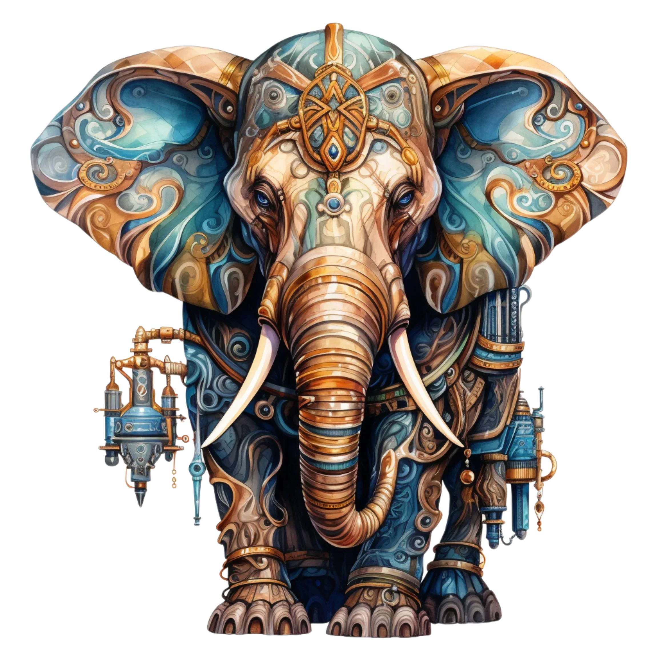 Wandbild Elefant Steampunk Kunstdruck auf Leinwand direkt zum Aufhängen | Wandbild Galerie