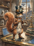 Wandbild Eichhörnchen Steampunk Entdecker Taschenuhr London Kunstdruck auf Leinwand
