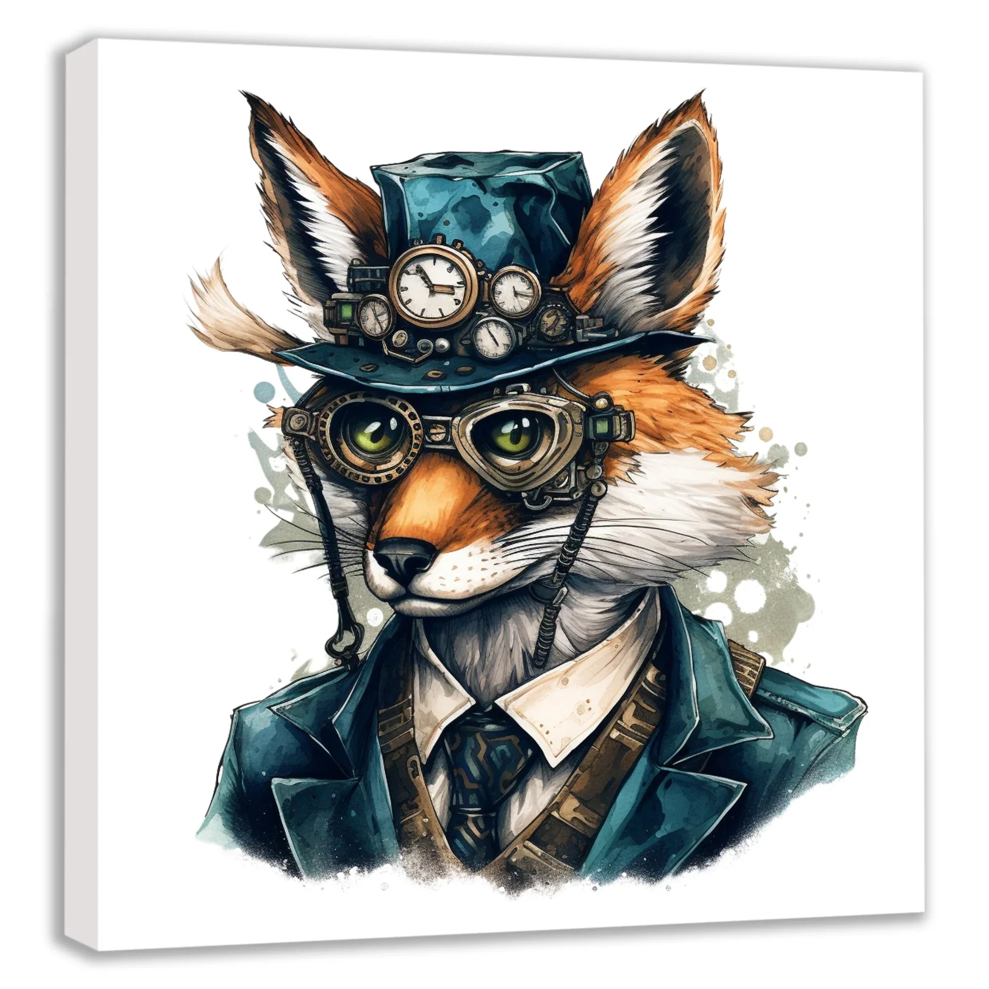 Wandbild Fuchs Reineke 3 Steampunk Kunstdruck auf Leinwand | Wandbild Galerie