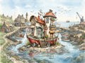 Wandbild Hausboot Karikatur 3 Kunstdruck auf Leinwand