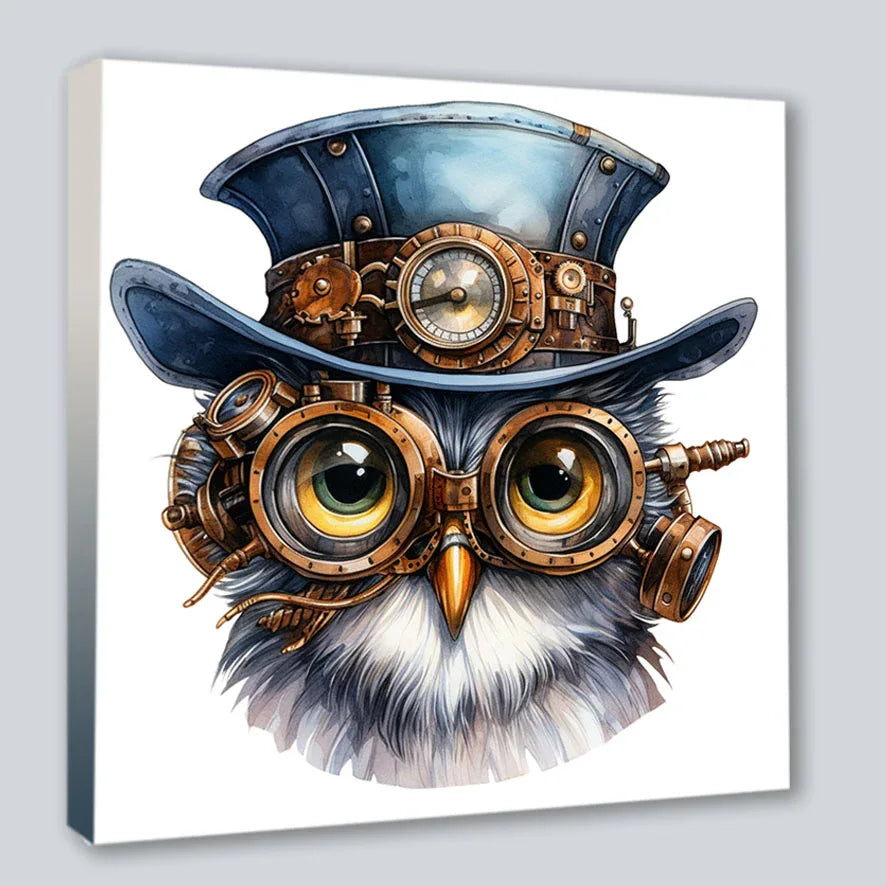 Wandbild Eule 3 Steampunk Kunstdruck auf Leinwand | Wandbild Galerie