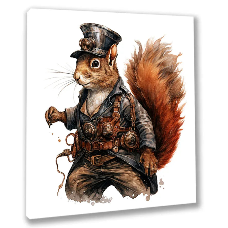 Wandbild Eichhörnchen 3 Steampunk Kunstdruck auf Leinwand | Wandbild Galerie