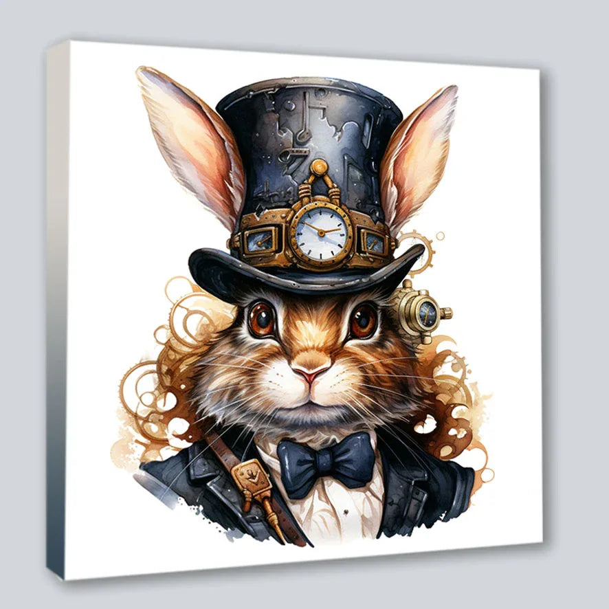 Wandbild Hase 3 Steampunk Stil Kunstdruck auf Leinwand | Wandbild Galerie