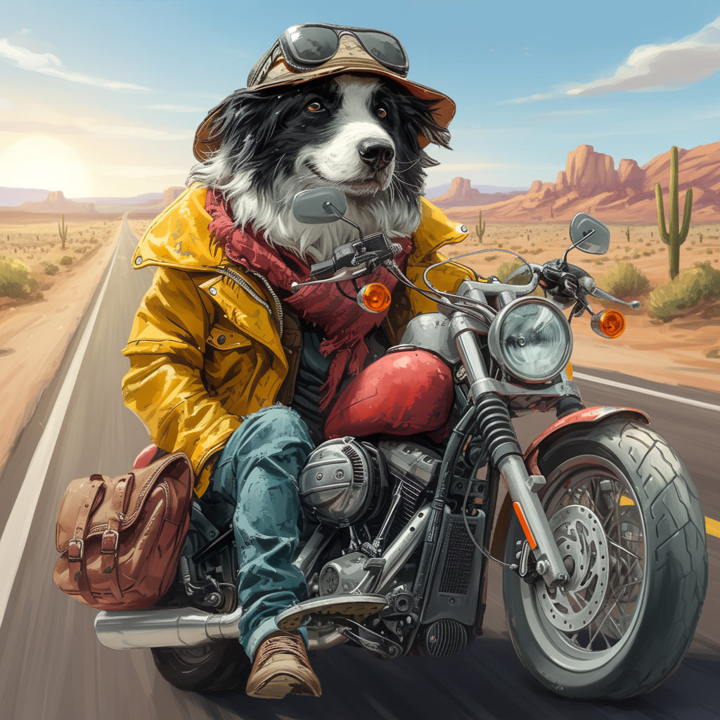 Wandbild Hunde auf Motorrad 3 Kunstdruck auf Leinwand