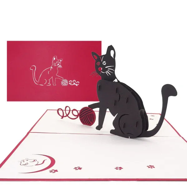 Pop Up Karte "Spielende Katze" - Katzenkarte, 3D Geburtstagskarte | Wandbild Galerie