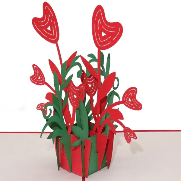 Pop Up Karte "Herzblüten" - kleine 3D Geburtstagskarte & Valentinstagskarte | Wandbild Galerie
