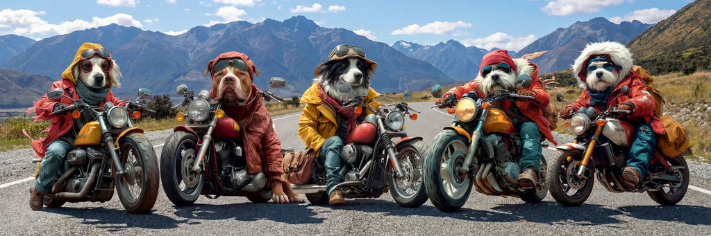 Wandbild Mopedhunde in den Alpen Kunstdruck auf Leinwand und Keilrahmen | Wandbild Galerie