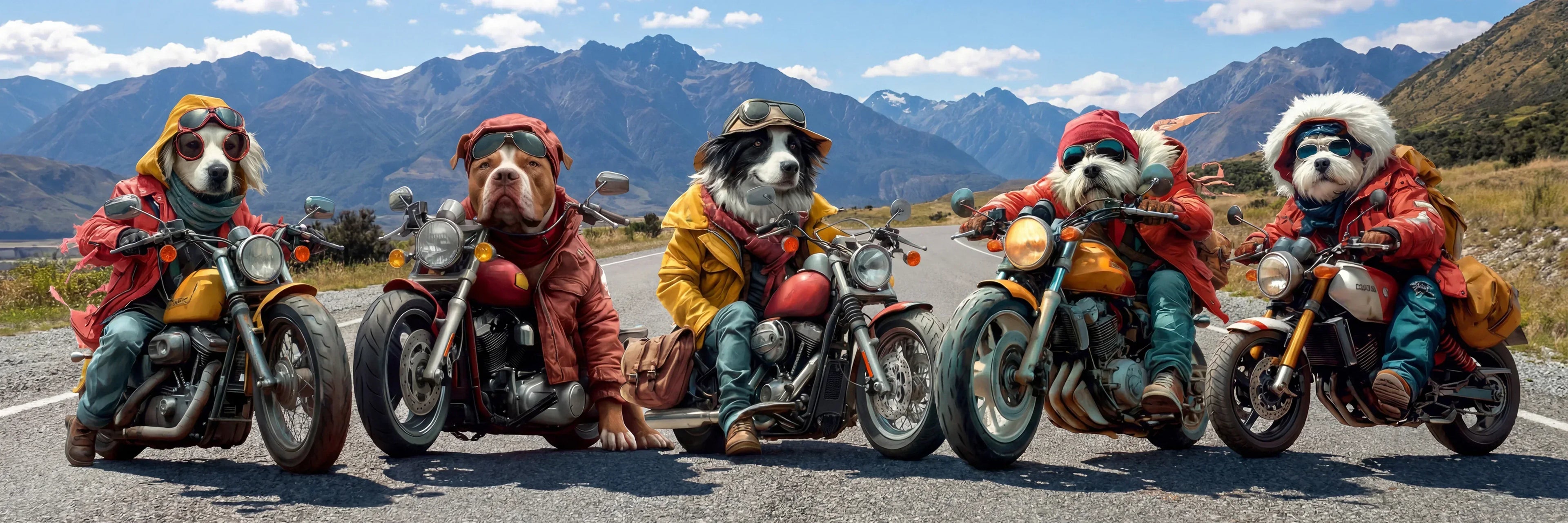 Wandbild Mopedhunde in den Alpen Kunstdruck auf Leinwand und Keilrahmen | Wandbild Galerie